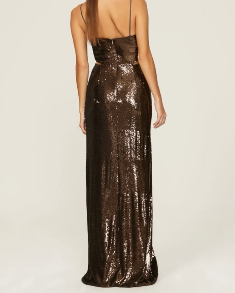 Chloe Halston Sequin Dress In Espresso - Image 2