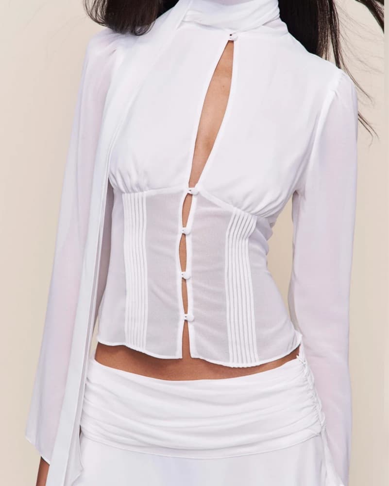 Sleek White Cut-Out Top - Image 2