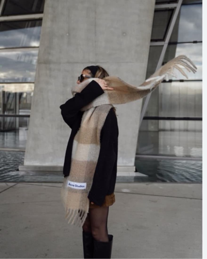 Acne Studios Beige Checked Scarf - Image 4