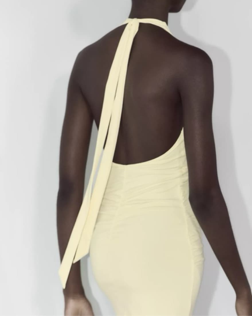 Butter Yellow Halter Dress - Image 4