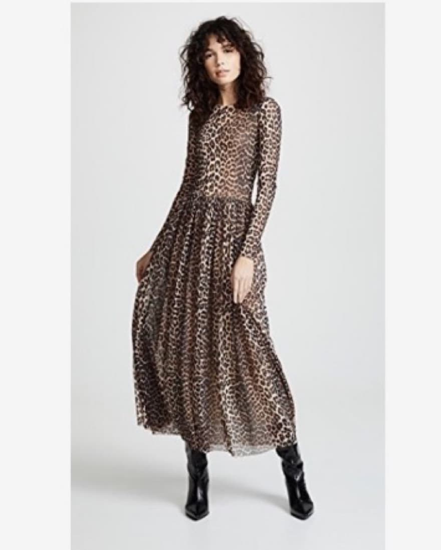 Ganni Tilden Leopard Mesh Dress - Image 1