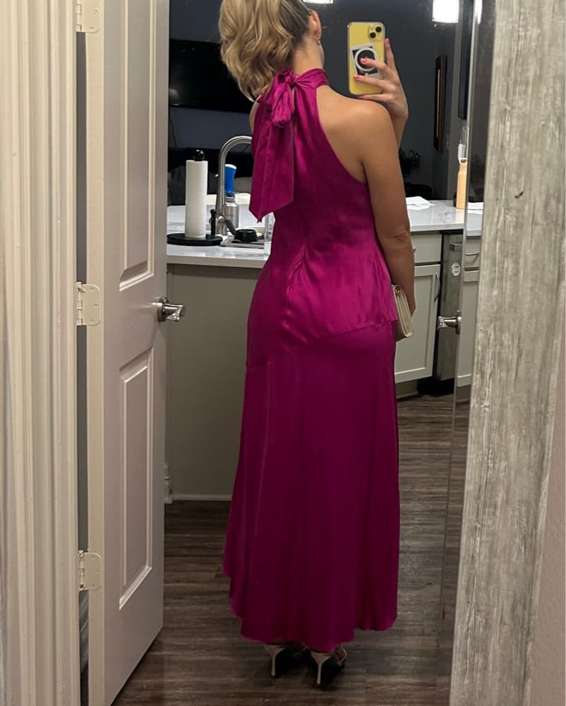 Bright Pink FRAME High Neck Midi Dress - Image 5