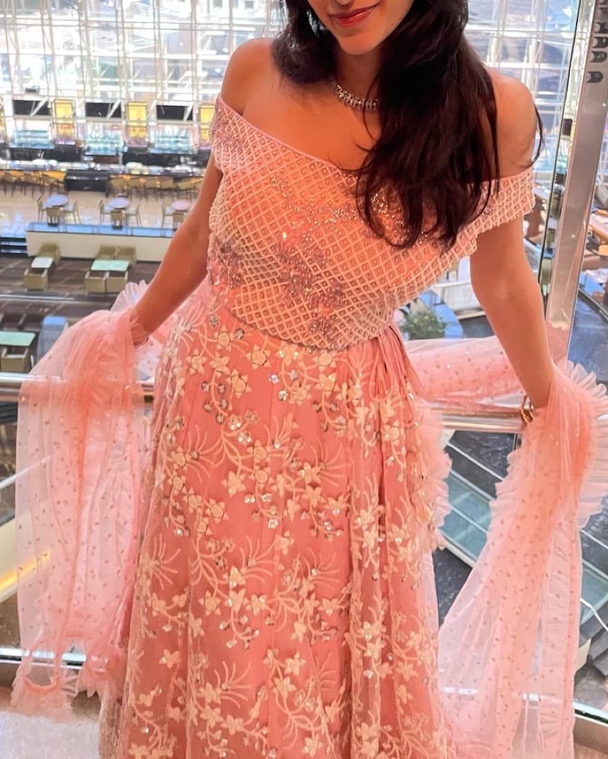 Girlie Pink And Pearl Indian Lengha  - Image 2