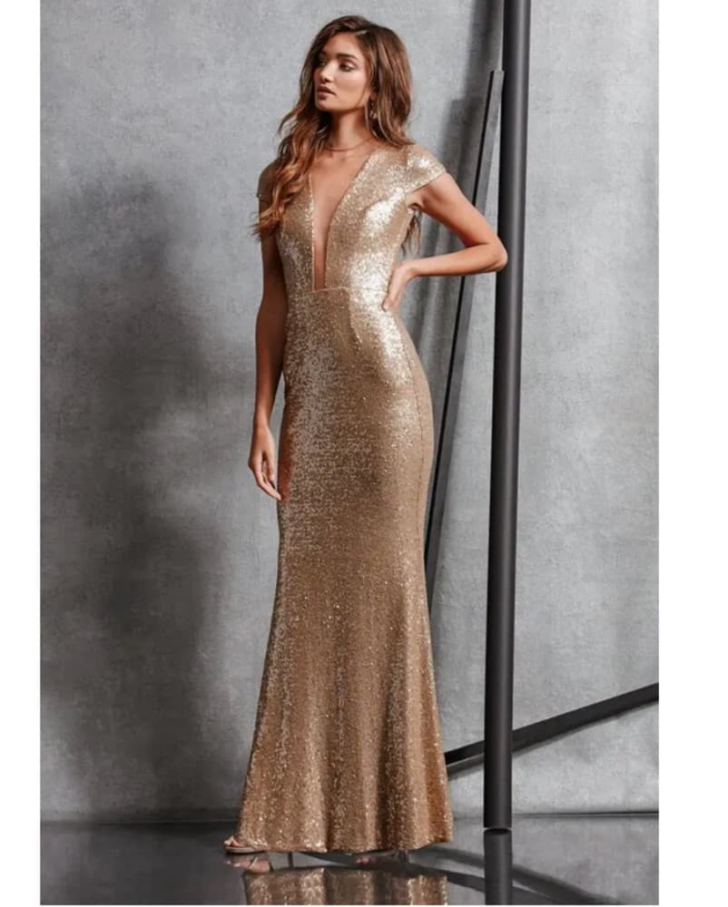 Dress The Population GOLD SEQUIN Dress - Image 1