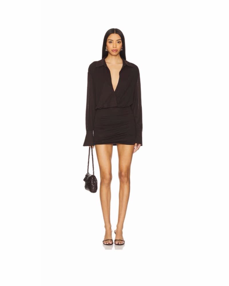 SEROYA Myla Mini Dress In Brown - Image 1