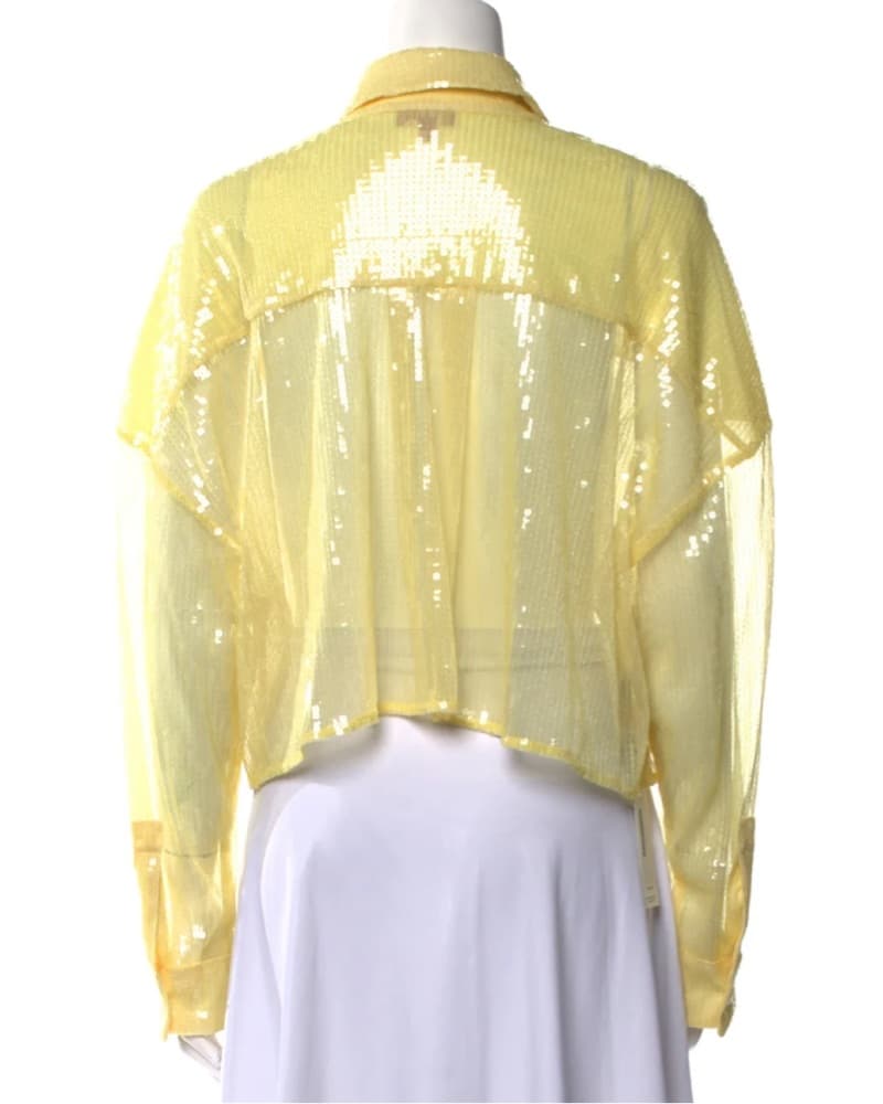 Staud Yellow Sequin Button Down Top - Image 3
