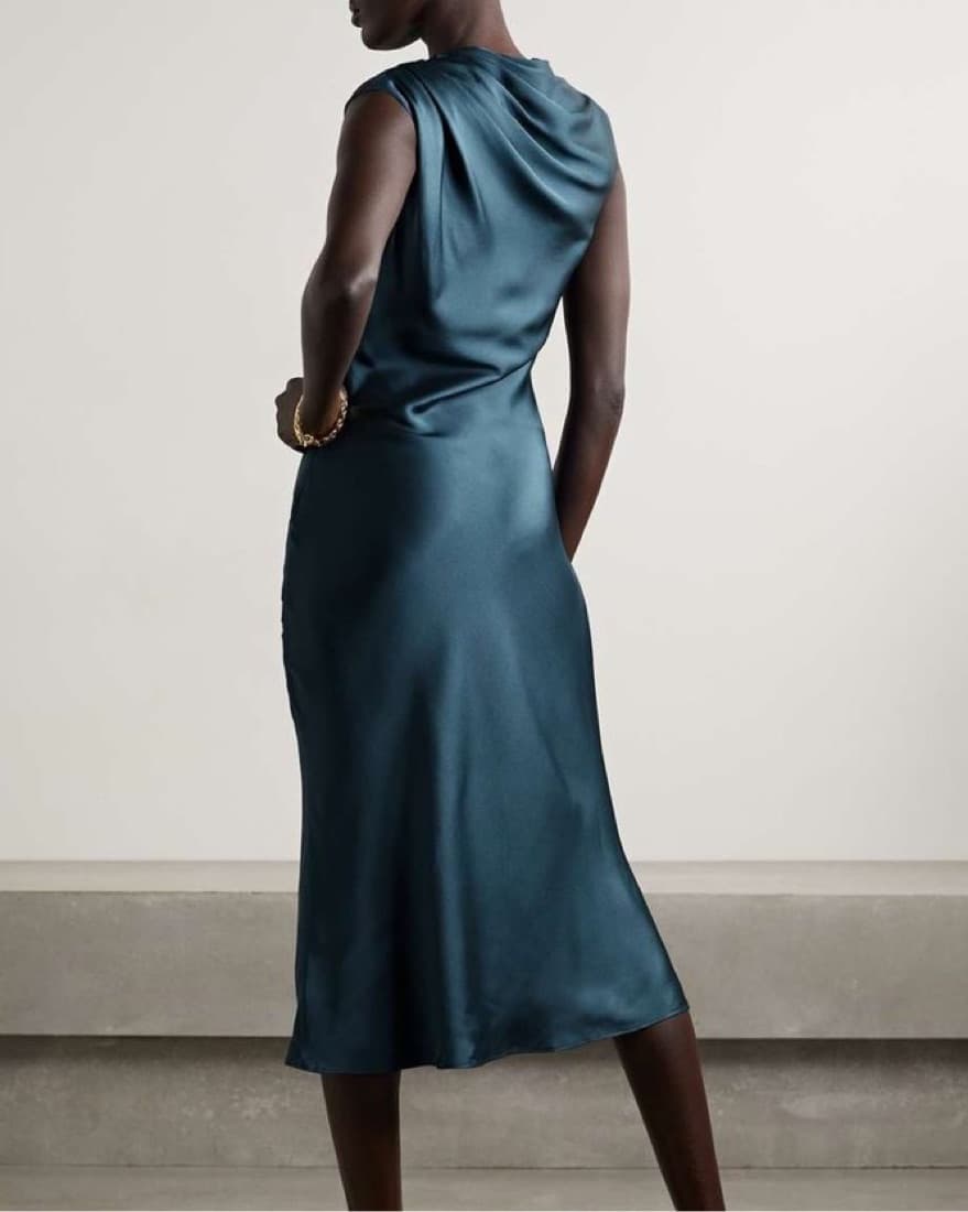 Anine Bing Pleated Silk-Satin Midi Dress - Image 2