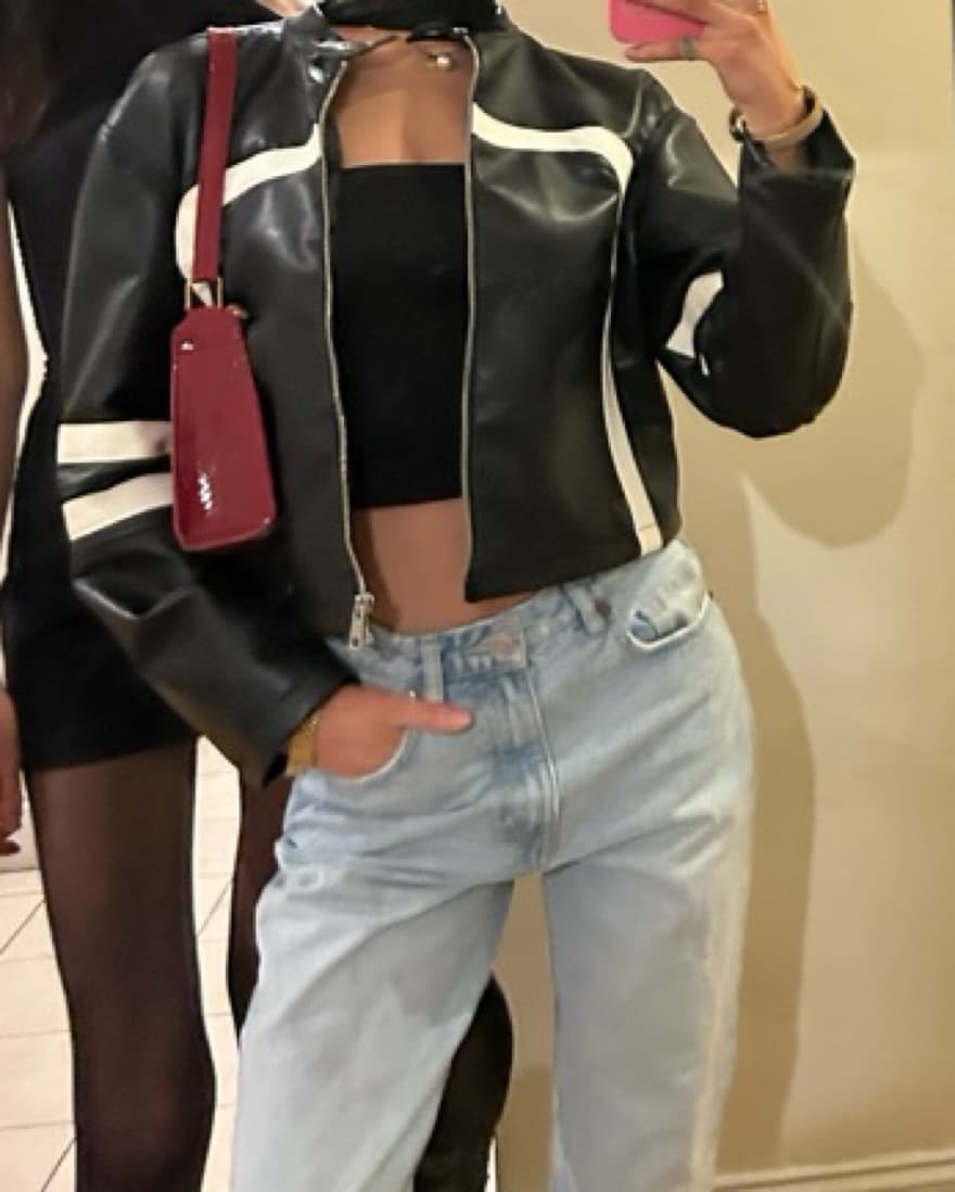Edikted Faux Black Leather Jacket - Image 4