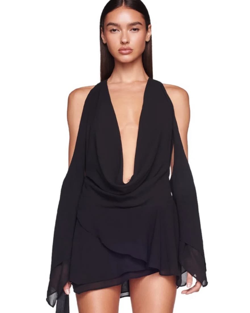 I Am Gia Plunge Black Dress - Image 1