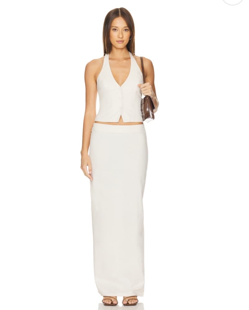 Ivory Linen Maxi Skirt Set - Image 3