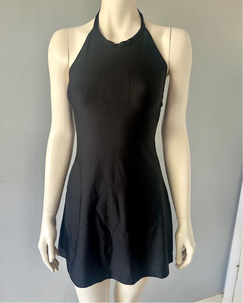 Fendi Zucca FF Black Halter Neck Dress  - Image 1