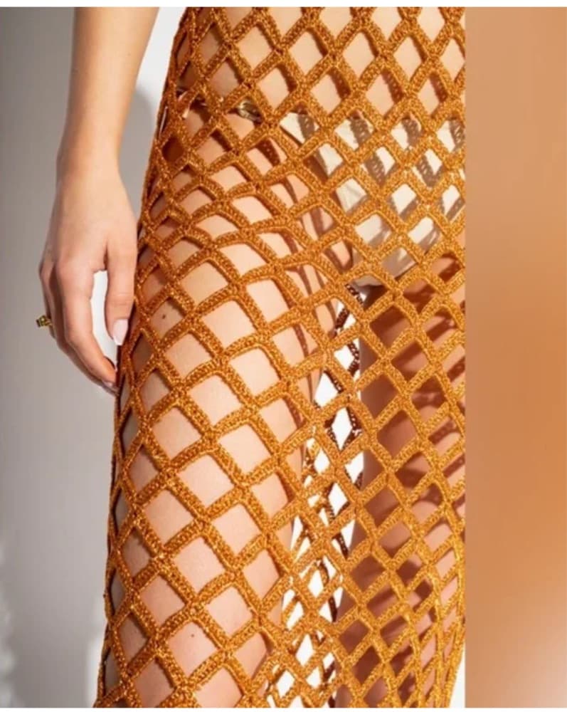 Cult Gaia Gold Crochet Skirt - Image 5