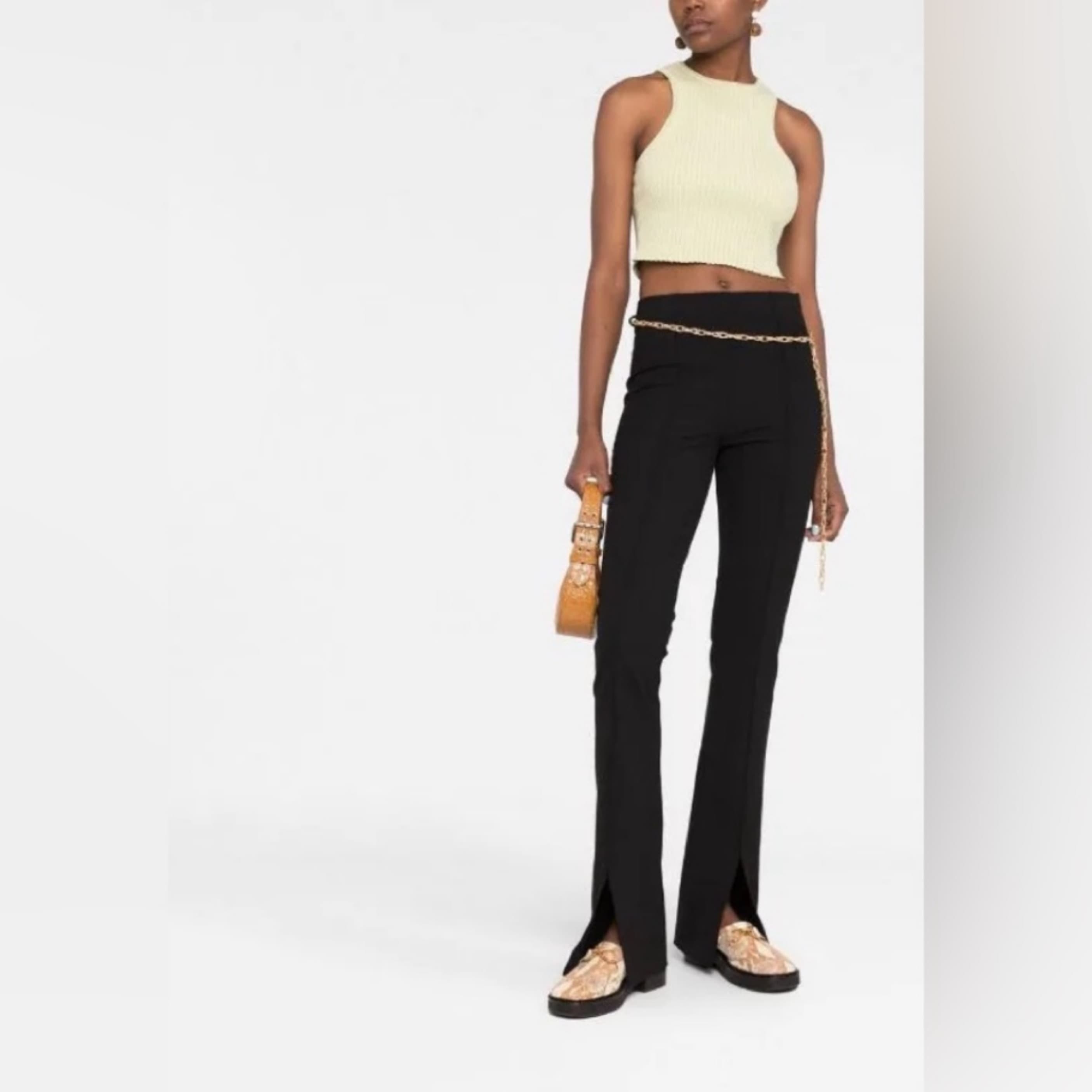 Sandro Split Hem Pant With Chain Belt - Image 4