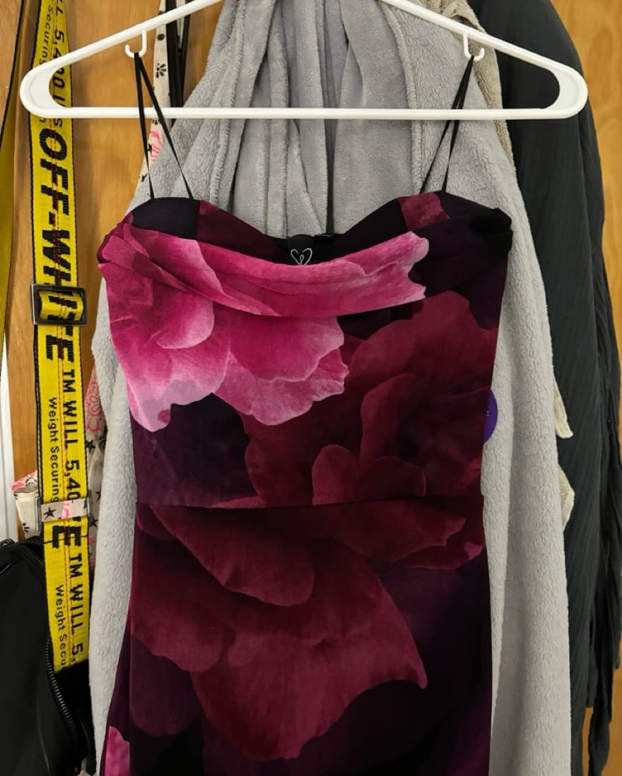 Black And Pink Flower Maxi Dress - Image 4