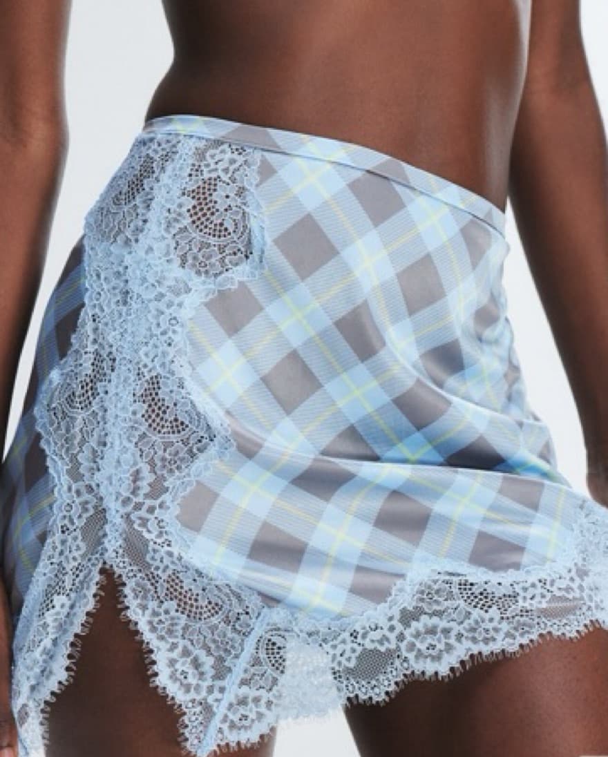 Plaid Lace Slip Skirt - Image 2