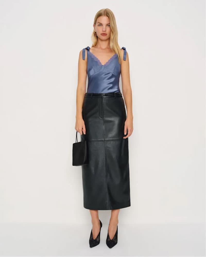 Reformation Blue Silk Lacy Top - Image 3