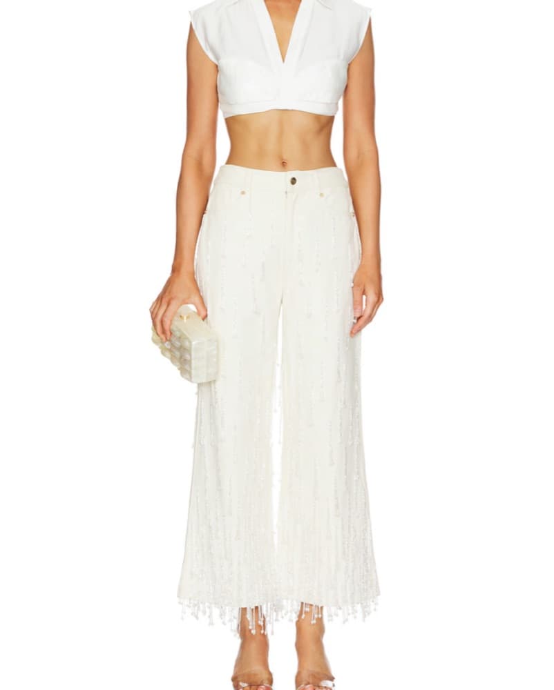 Cult Gaia America Wide Leg Jeans in Off  - Image 3