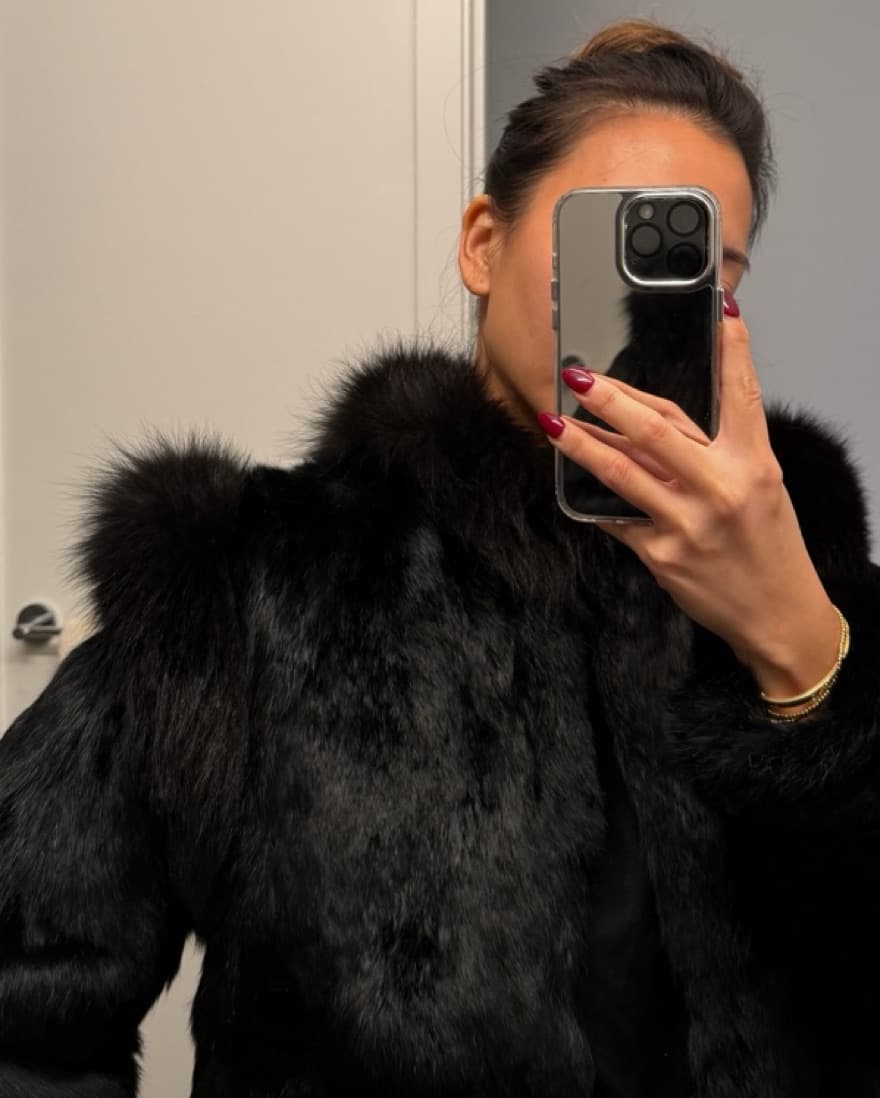 Vintage Black Fur Jacket  - Image 2