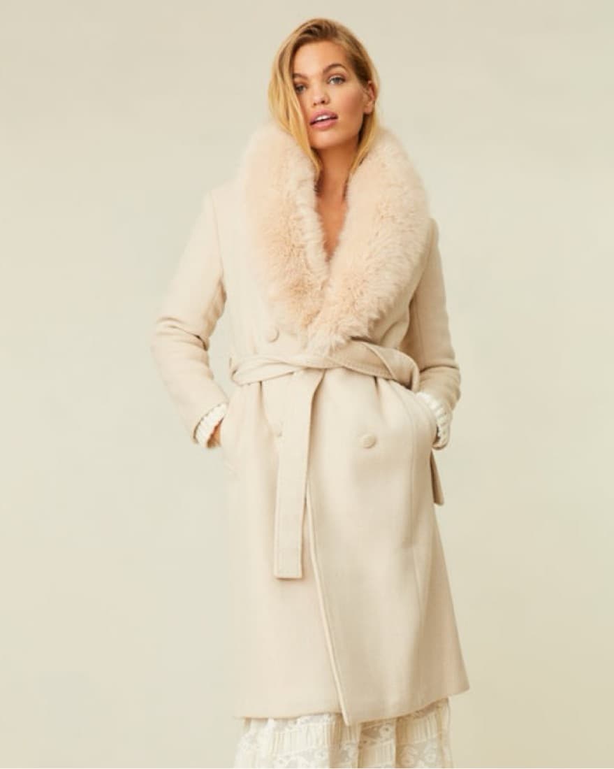 Loveshackfancy Faux Fur Trim Coat - Image 2