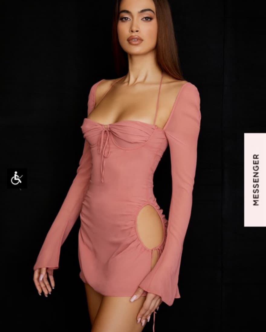 HOCB Baby Pink Cutout Halter Mini Dress - Image 1