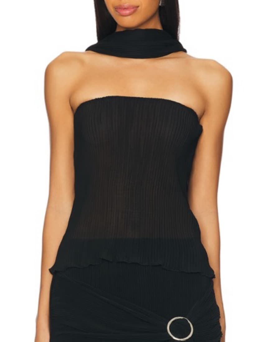 Black Top With Scarf Detail  - Image 1