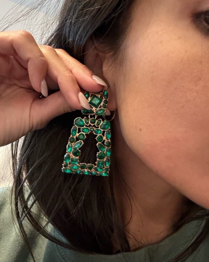 Green Statement Earrings - Image 1