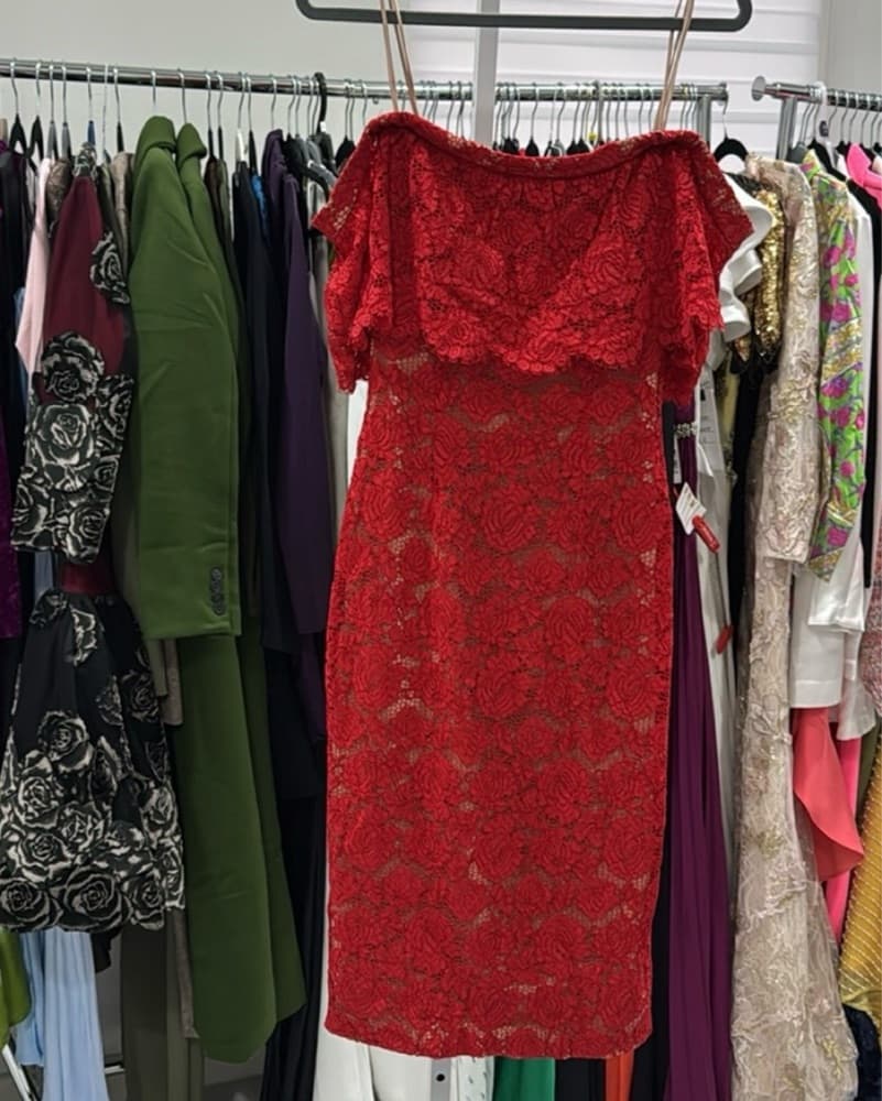 Captivating Red Lace Dress - Image 2