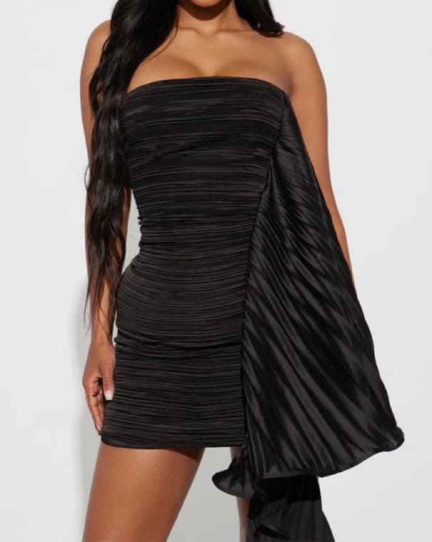 Black Strapless Mini Dress - Image 1