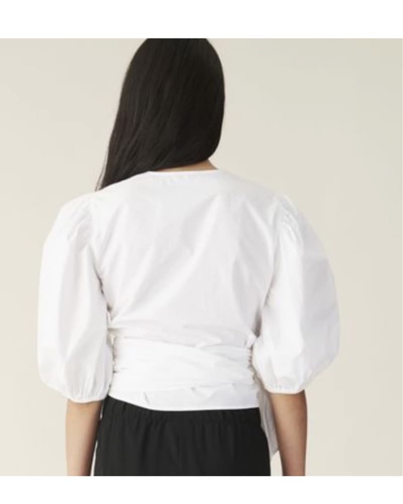 Ganni Poplin Wrap Blouse - Image 2