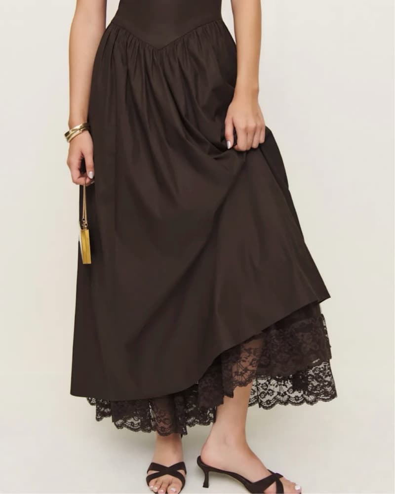 Reformation Brown Drop Waist Maxi Dress - Image 3
