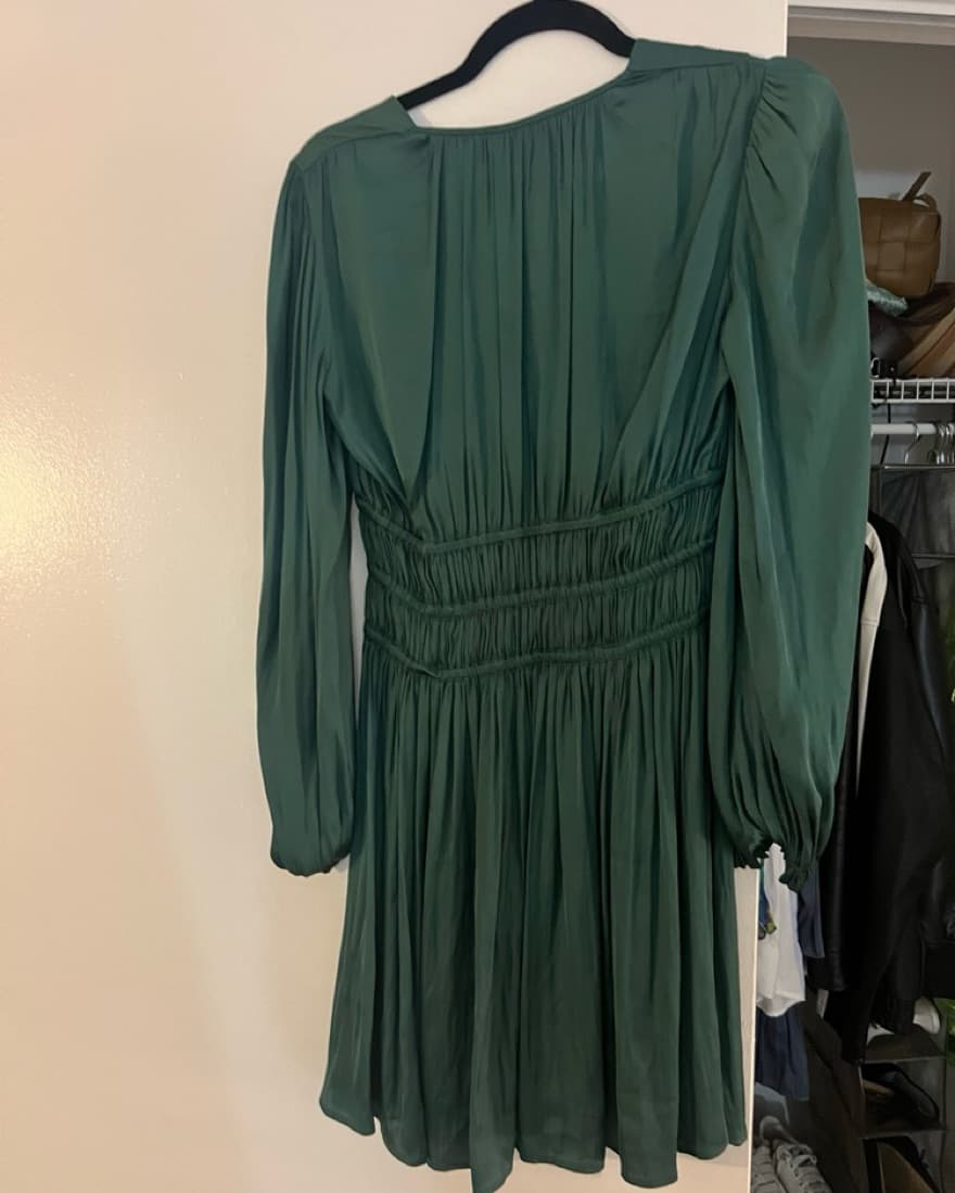 Maje Dark Tealish Green Silk Dress - Image 3