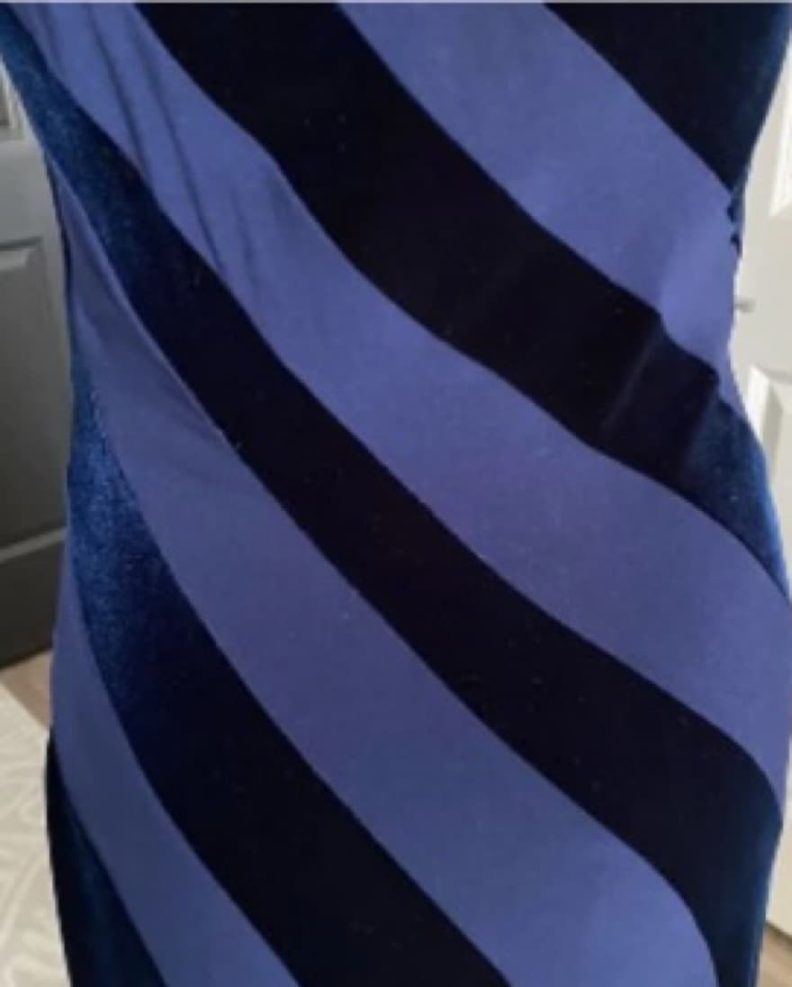 One Shoulder Navy Blue Long Dress Gown - Image 2