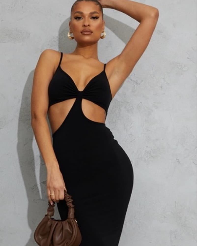 Black Cutout Maxi Dress - Image 1