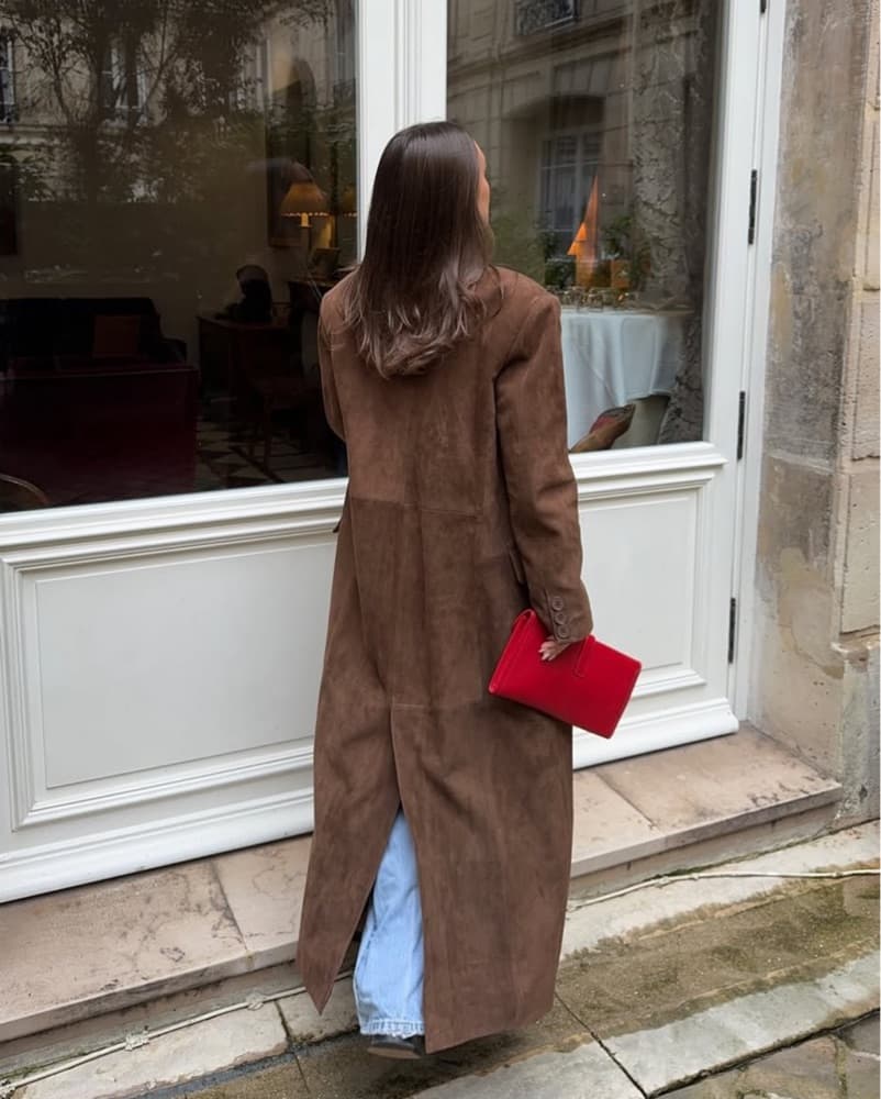 $1,400 DUCIE Brown Suede Coat - Image 6