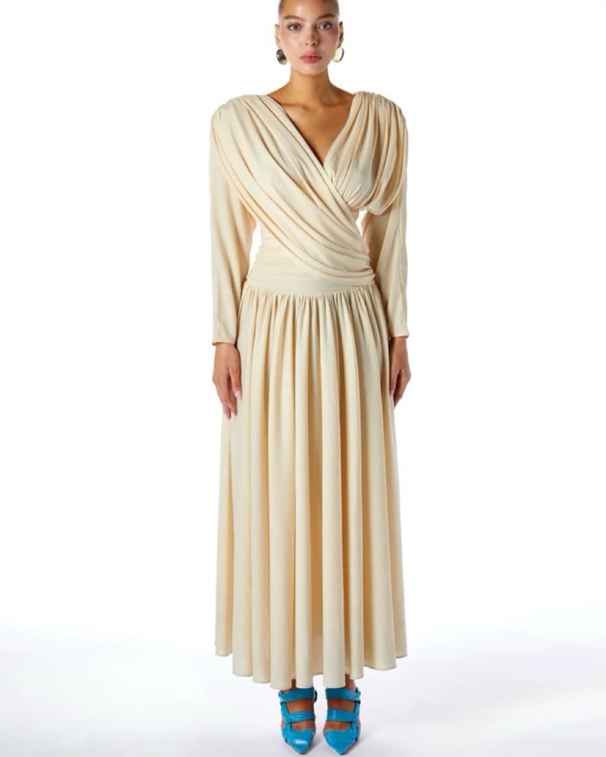 Amy Shehab LONG SLEEVE DRAPED DRESS - Image 1