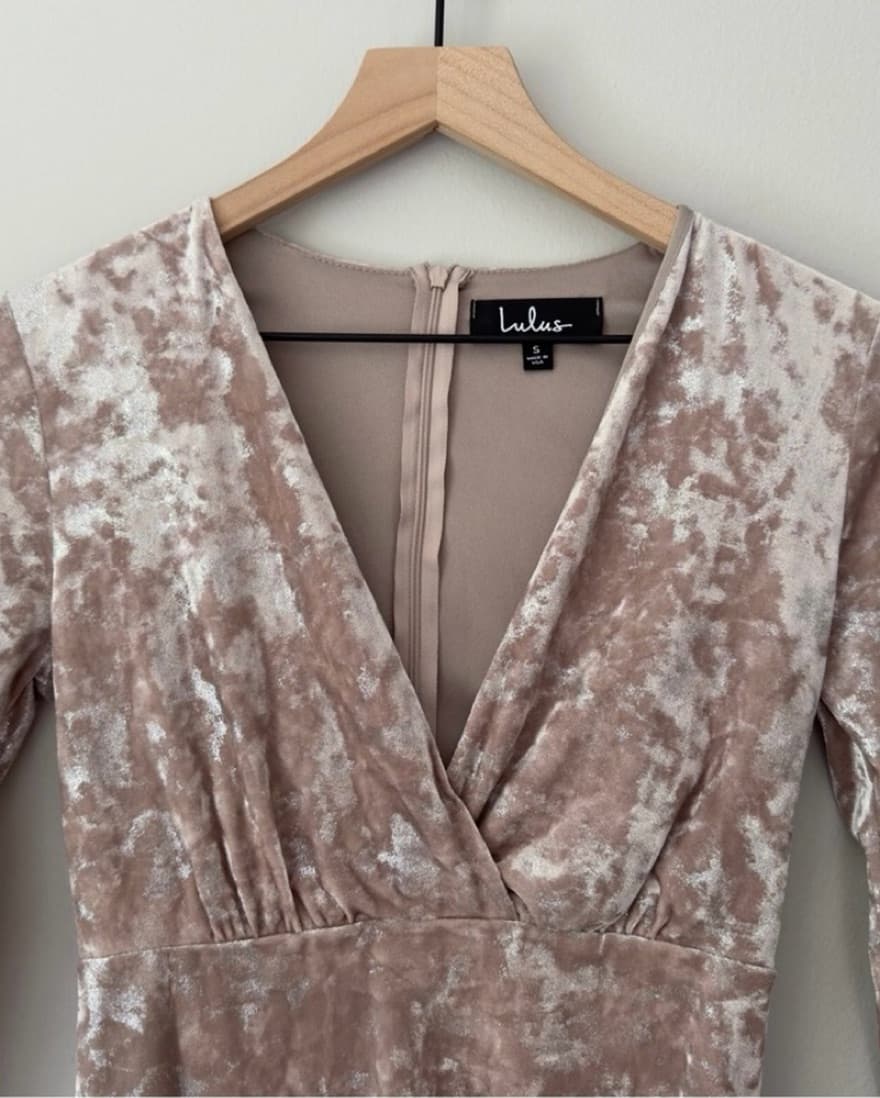 Lulus Velvet Faux Wrap Dress Long Sleeve - Image 4