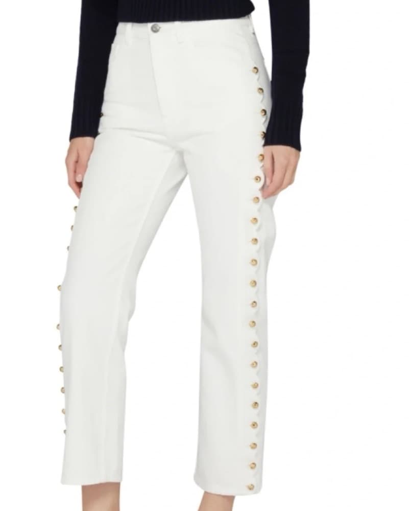 Chloe White Jeans With Gold Buttons - Image 5