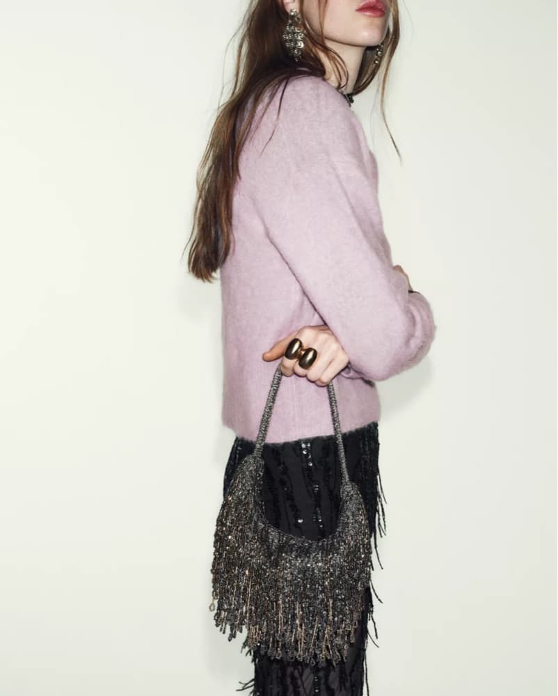 Zara Beaded Fringe Handbag - Image 2
