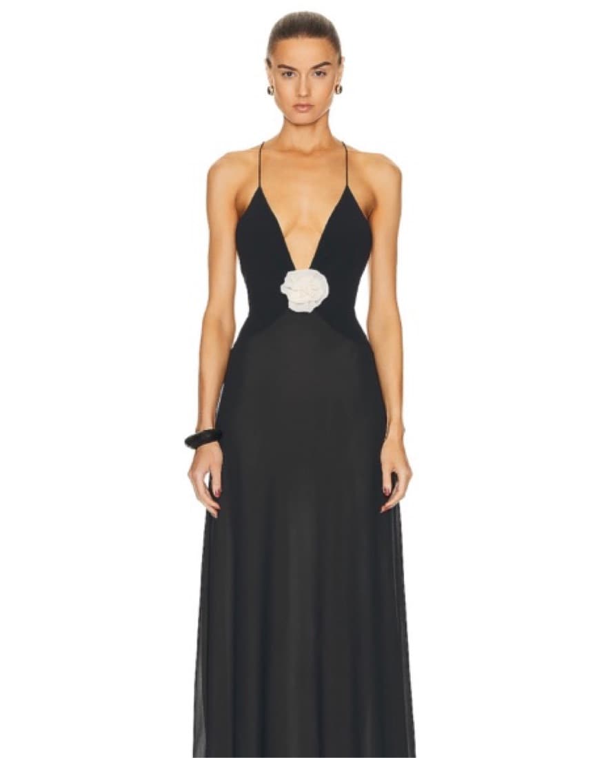Helsa Sheer Deep V Long Slip Dress - Image 1