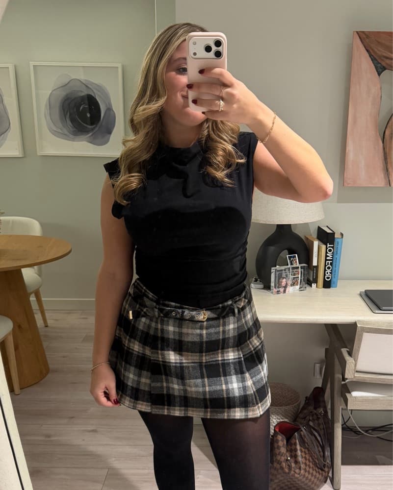 Wool Pleated Mini Skort - Image 1
