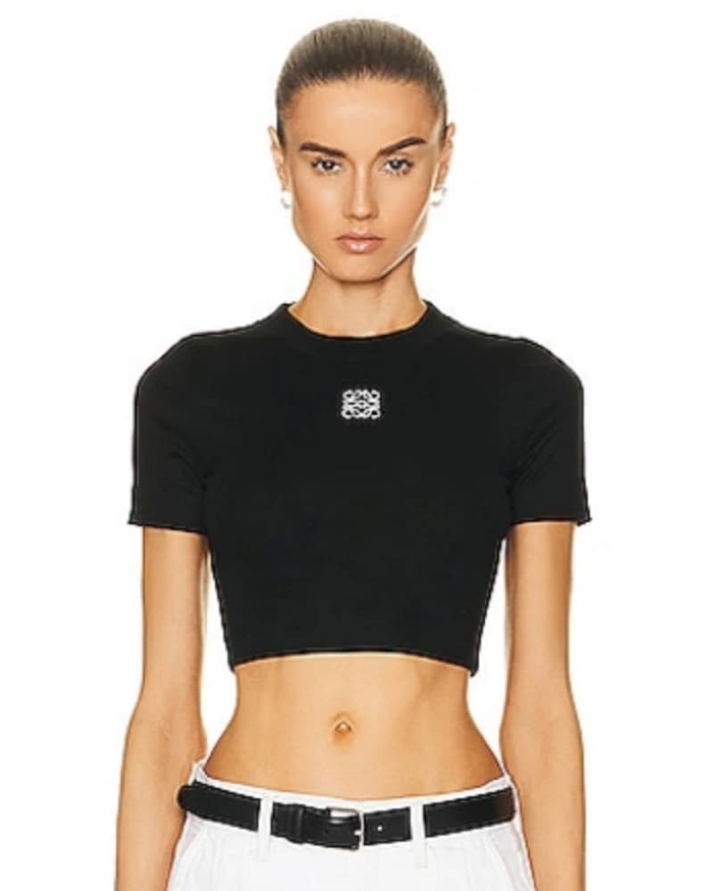 Loewe Anagram Cropped Ribbed Tee - Image 2