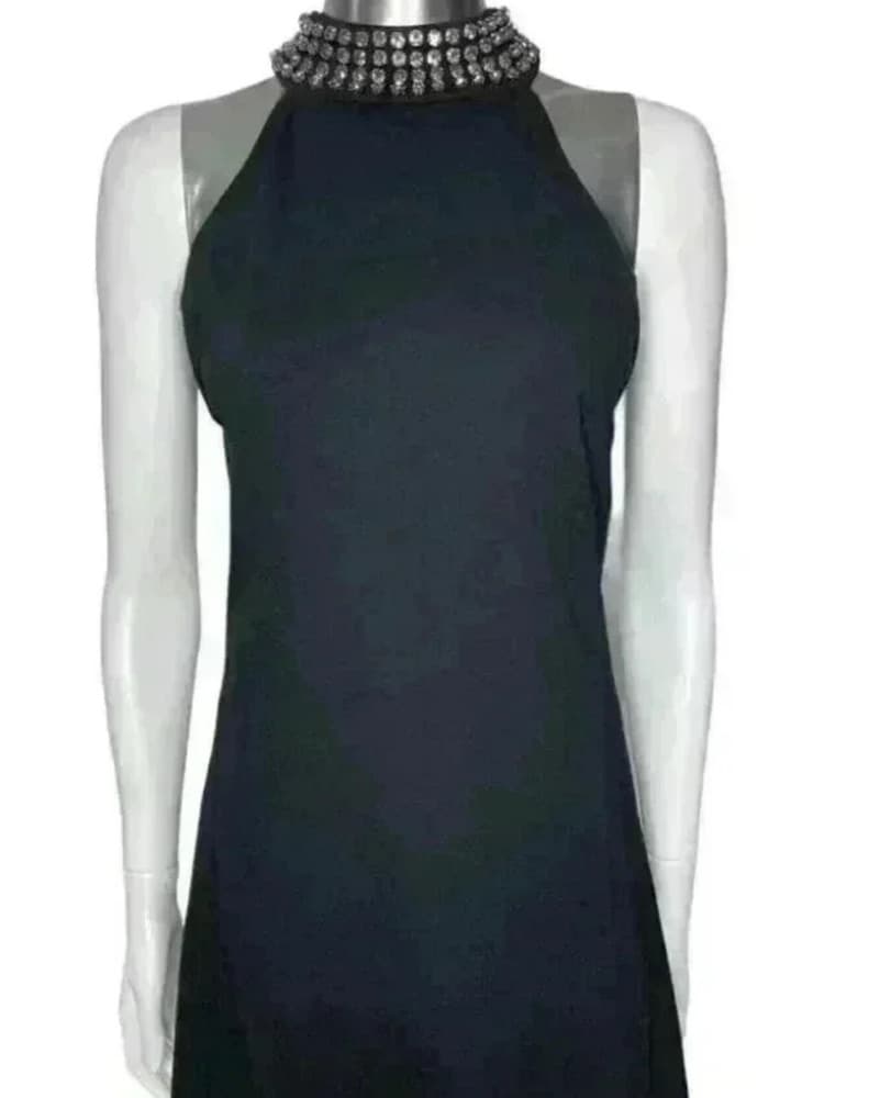 Rhinestone Halter Cocktail Dress - Image 2