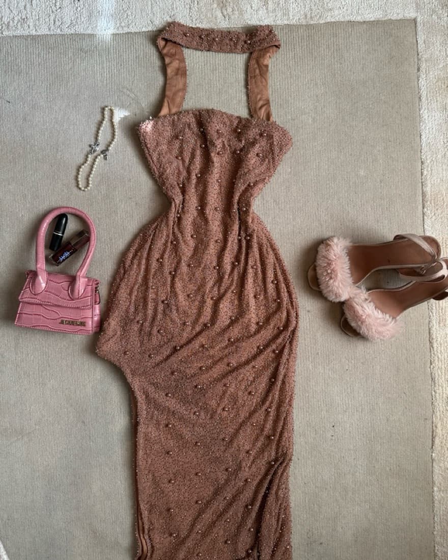 Embelished Nude Belgravia Oh Polly Dress - Image 1