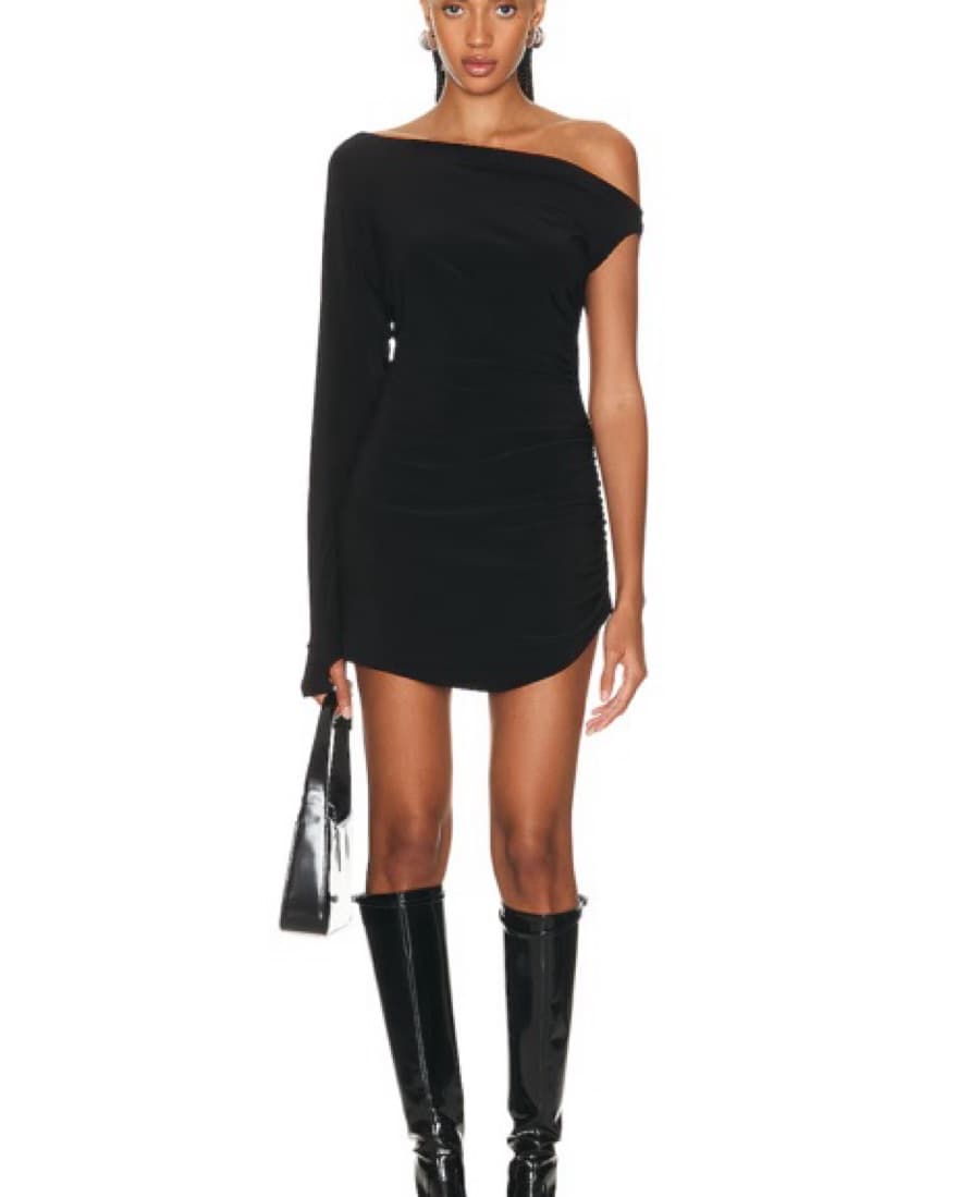 Black One Shoulder Mini Dress - Image 1