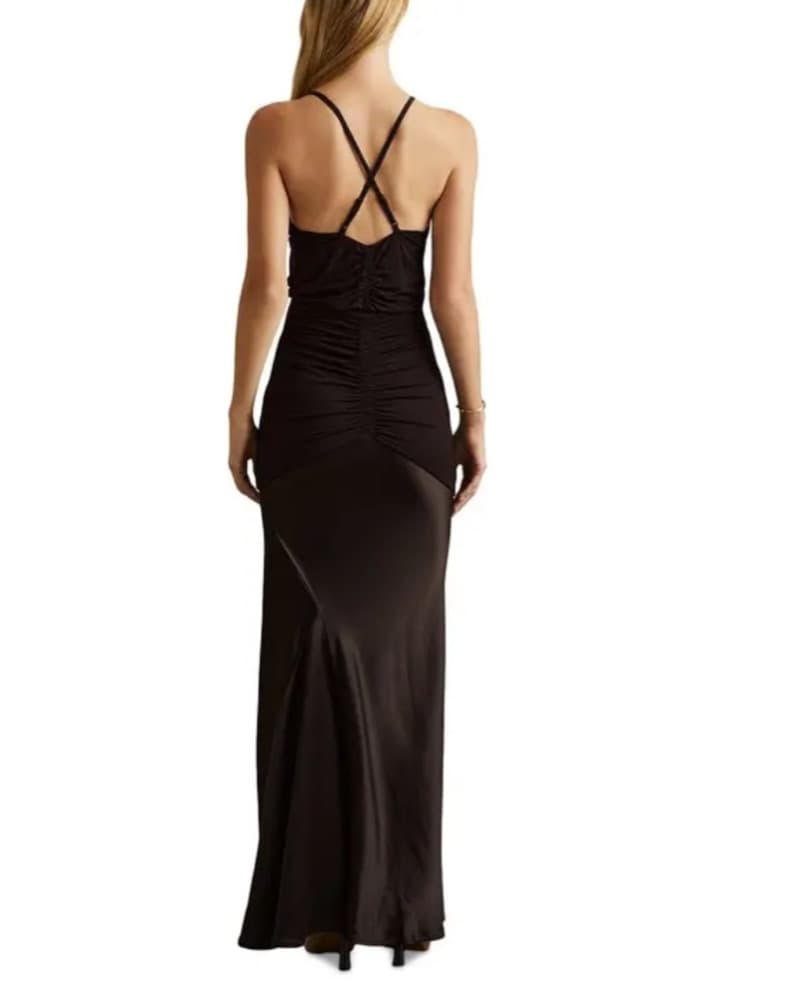 Reiss Paula Brown Plunging Maxi Dress - Image 4