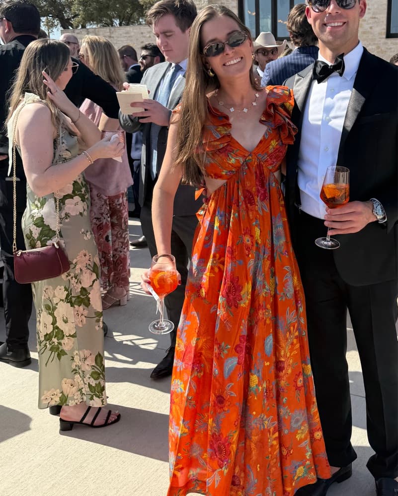 Orange Floral Midi Dress  - Image 1