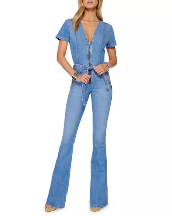 Chic Denim Jumpsuit with Zip-Front - Image 1