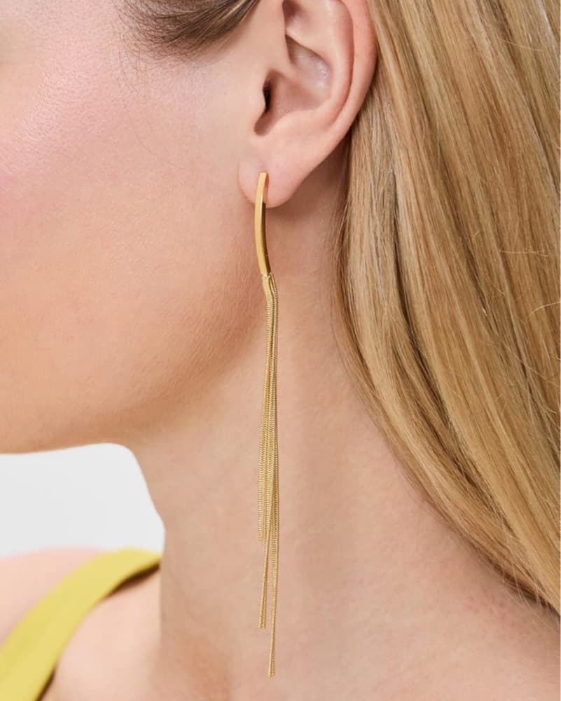 Elegant gold chain-tassel earrings - Image 1