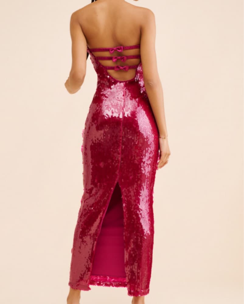 Deep Pink Sequin Party Dress - Image 4