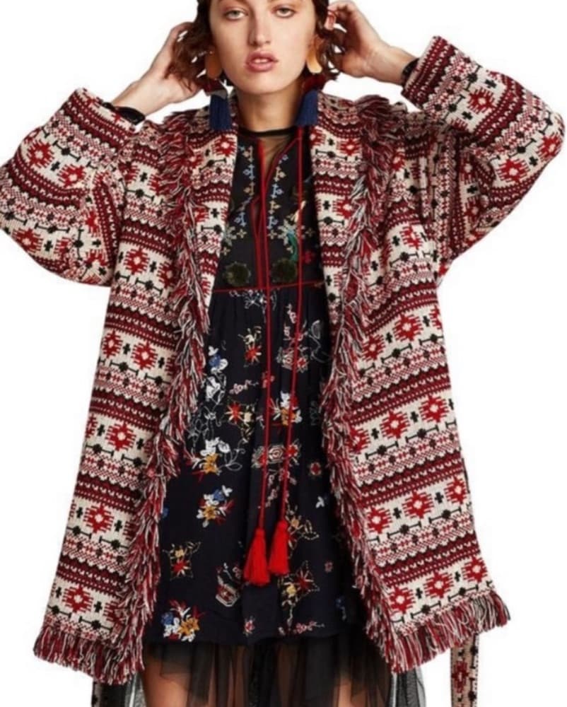 Thrifted Fringe Southwestern Coatigan - Image 2